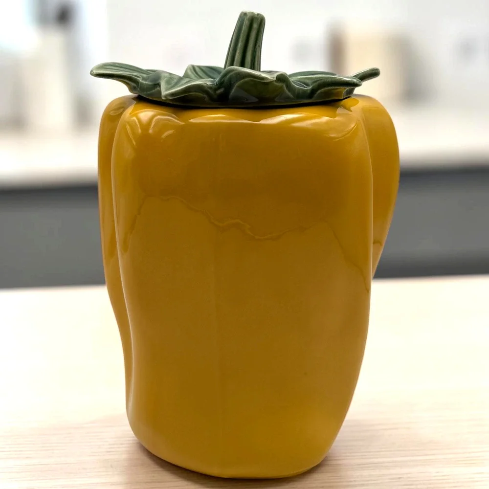 Vintage McCoy Yellow Bell Pepper Cookie Jar with Lid #157 Ceramic USA 10